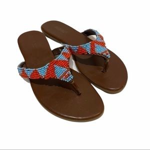 Miss Me orange & blue beaded sandals
